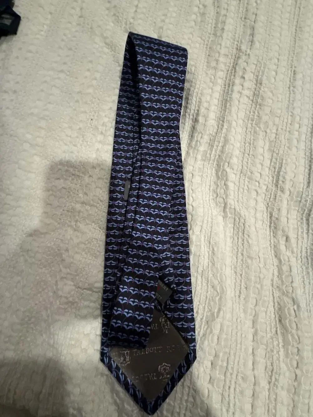 Robert Talbott Silk Tie Navy Blue Dragonfly Print